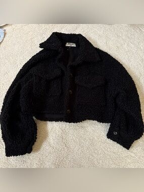 Double Zero Black Cropped Sherpa Jacket